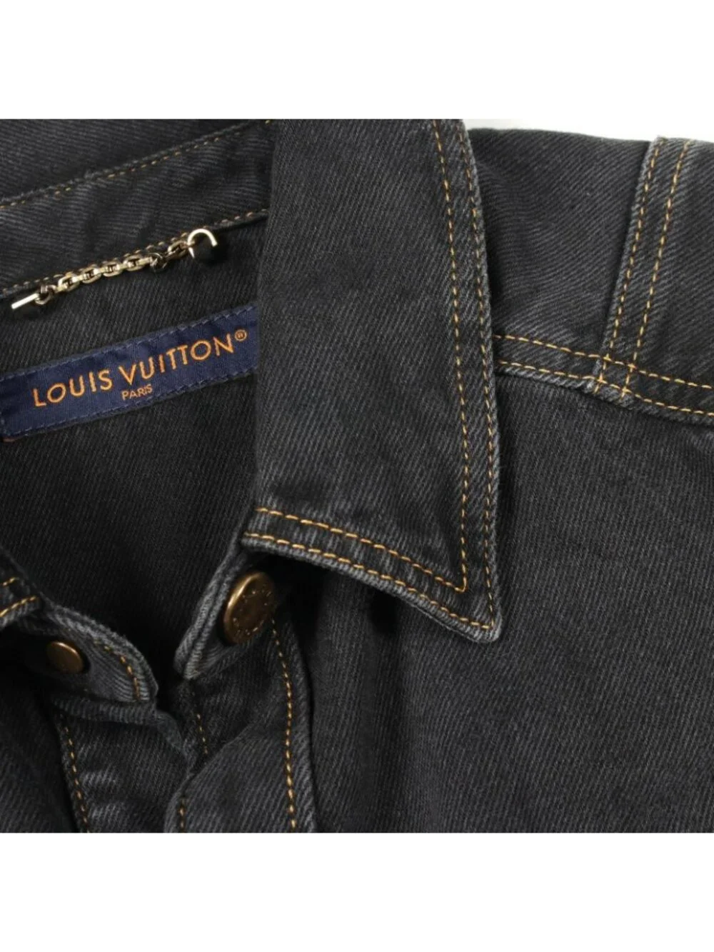 Louis Vuitton Denim Jacket Logo Embroidery Uq4 Cotton